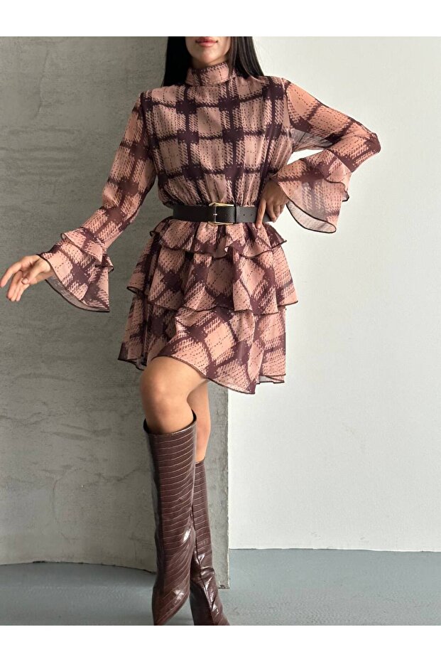 Etekli Mini Elbise - 3