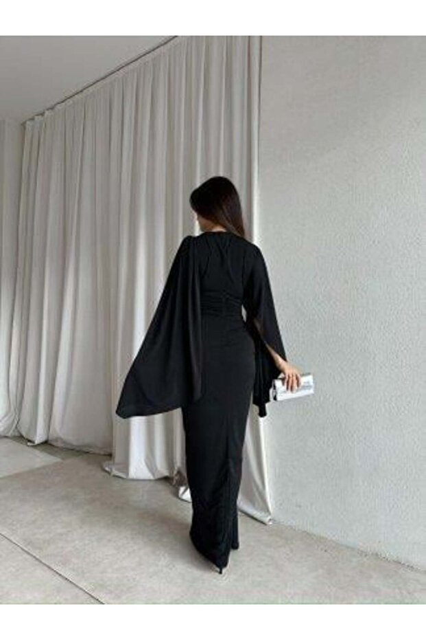 ISABEL BROŞLU Maxi Elbise Siyah - 2