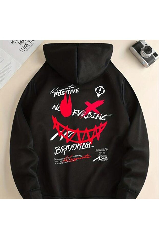 Unisex Black Oversize 3 Thread Raster Sweatshirt - Premium Quality High Resolution Printed