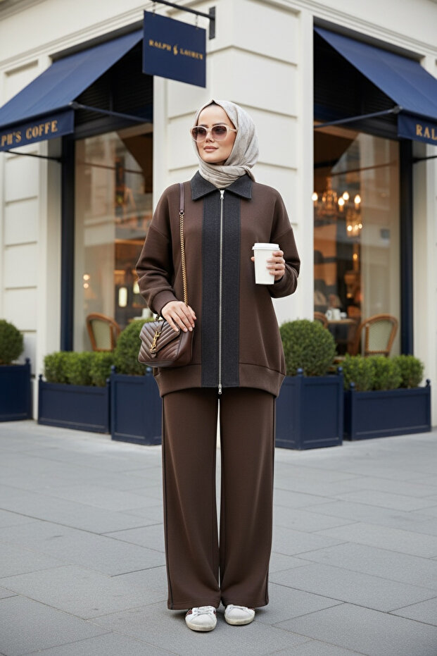 Nordic Selanik- Oversized Suit with Embroidered Detail | Acıkahve