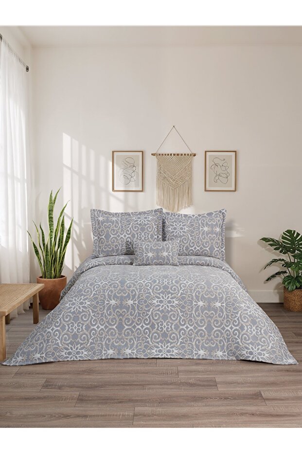 Chester 4 Piece Double Bedspread Set Gray 240 X 260 cm 240 X 260 cm Gray