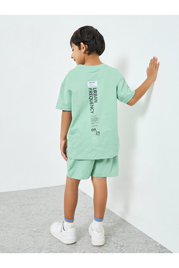 Boy Green Graphic T-Shirt and Shorts Set