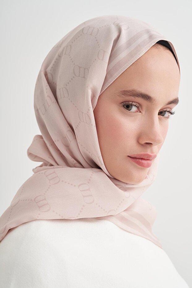 Grace Monogram Floş Şal Krem - 5