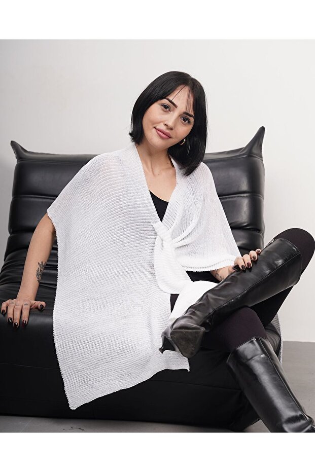 Kadın Triko Kumaş Panço - 2