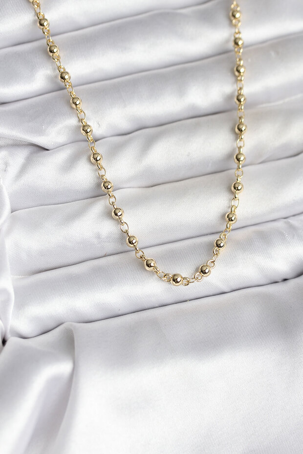 Gold Color Plated Chain with Ball Chain Model cm Women's Necklace // Xd-Bko10736-St