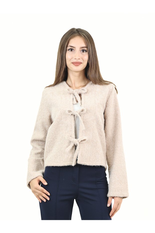Women's Tie-Dye Short Cashmere Beige Jacket