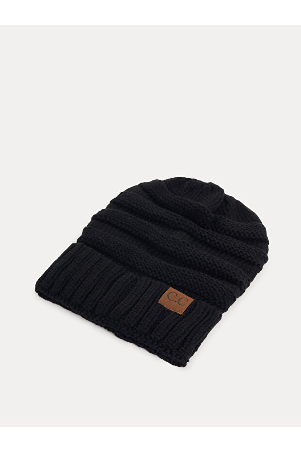 قبعة صوفية محبوكة بتفاصيل رقعة - 2