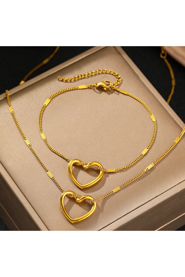 AC6597 Stainless Steel Jewelry Set Novelty Twisted Heart Light Luxury High-end Sense Jewelry Set For