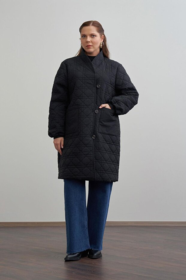 Siyah-Kapitone Mont - 1