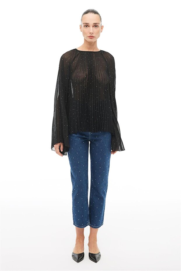 Siyah Reglan Kol Bluz - 2