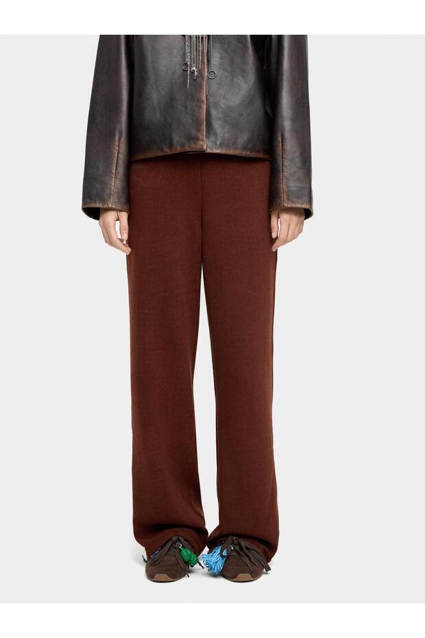 Elastik Bel Düz Pantolon - 1