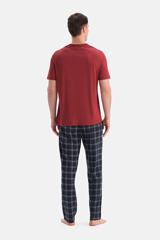 Set de trei piese cu mâneci scurte, culoare burgundy - 2