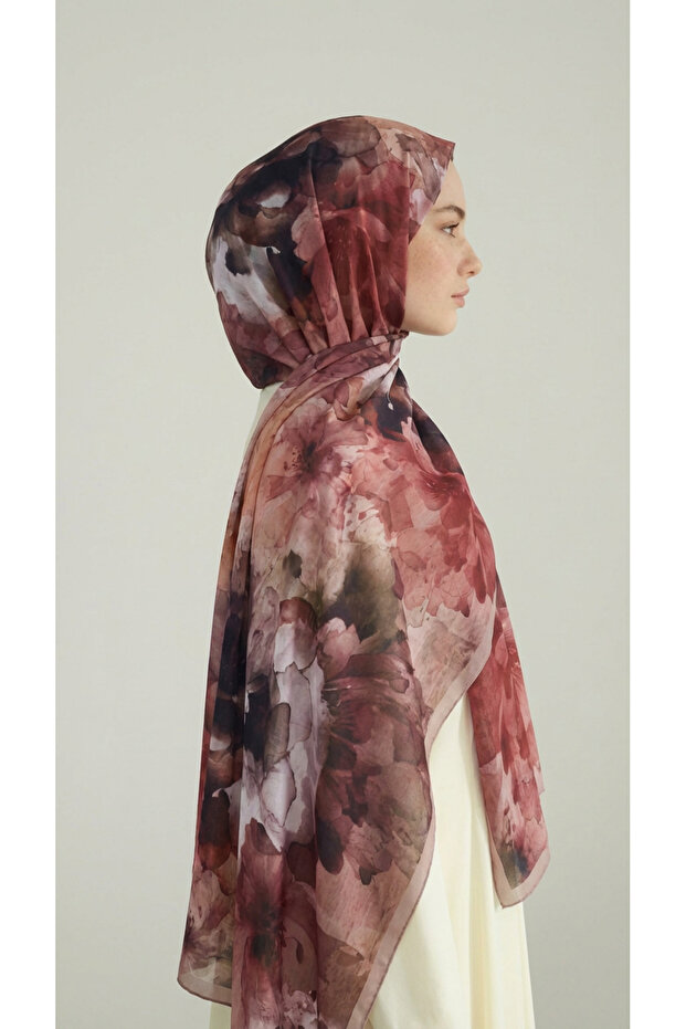 شال قطني بنقشة زهور - 3