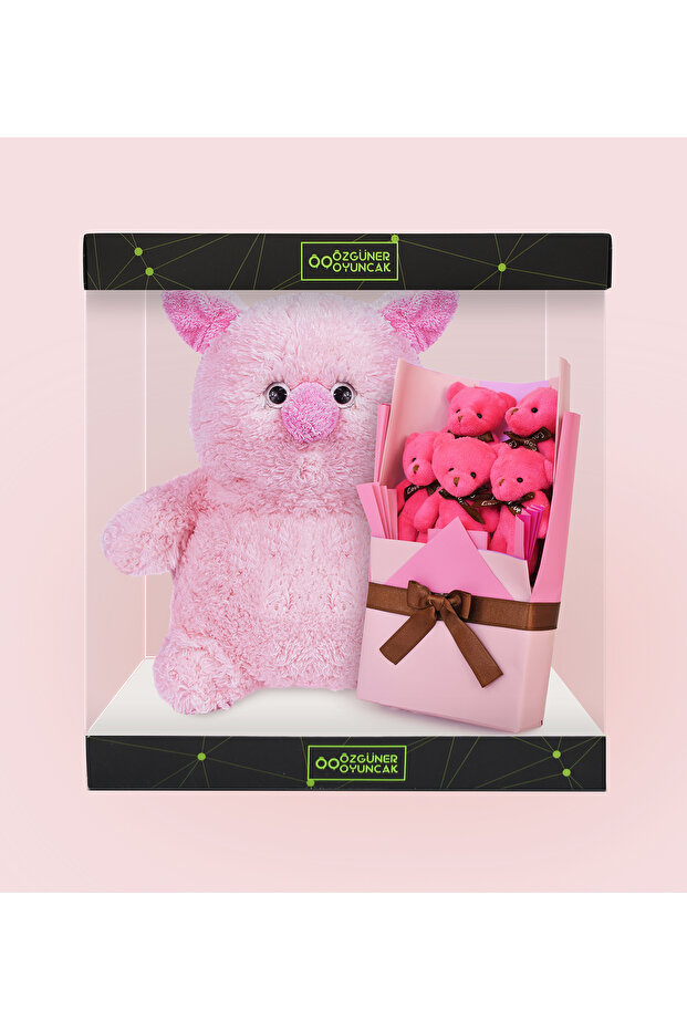 Special for Valentine's Day 55 cm Plush Puk & Plush Bouquet Set – Large Size, Romantic Gift