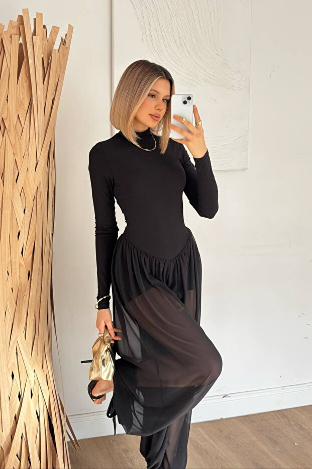 ZR Model Tül Pantolon Şortlu Basic Tulum - 3