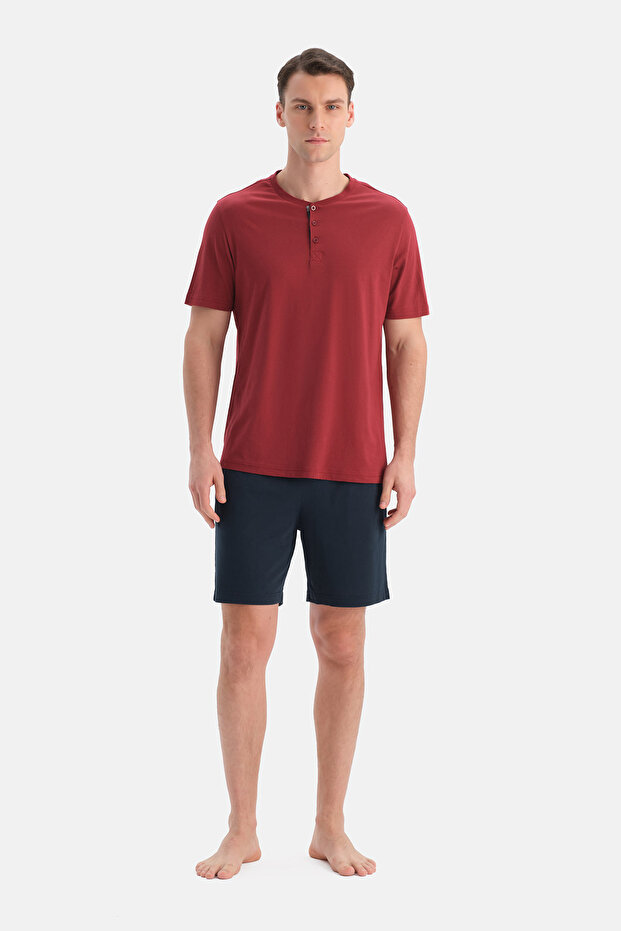 Set de trei piese cu mâneci scurte, culoare burgundy - 6