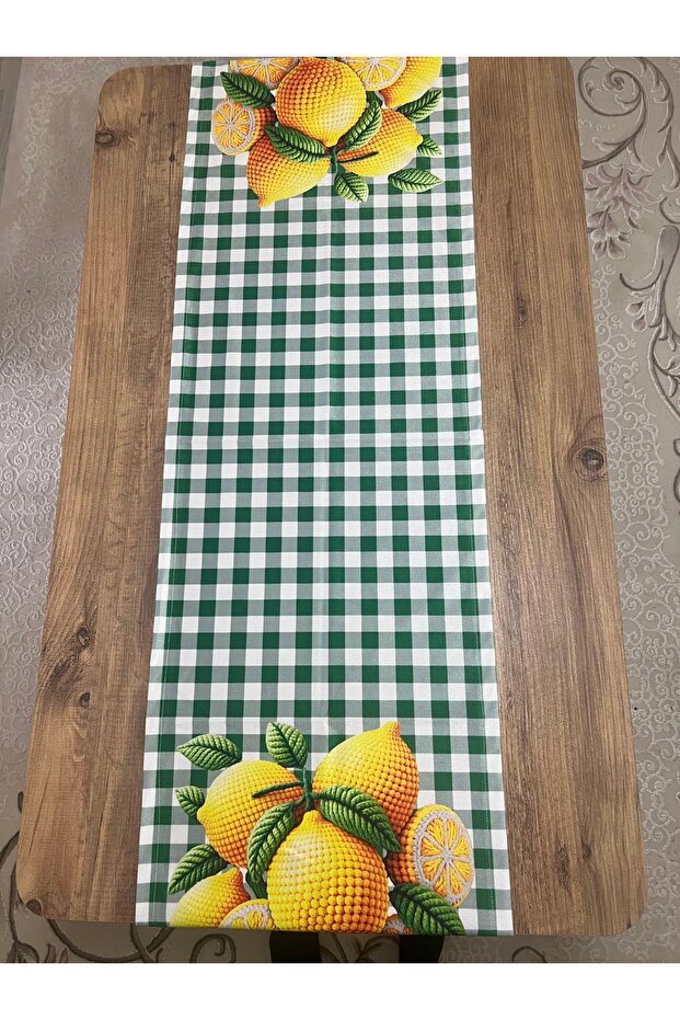 Digital Printed Pitikare Lemon Patterned Decorative Table Runner - 4