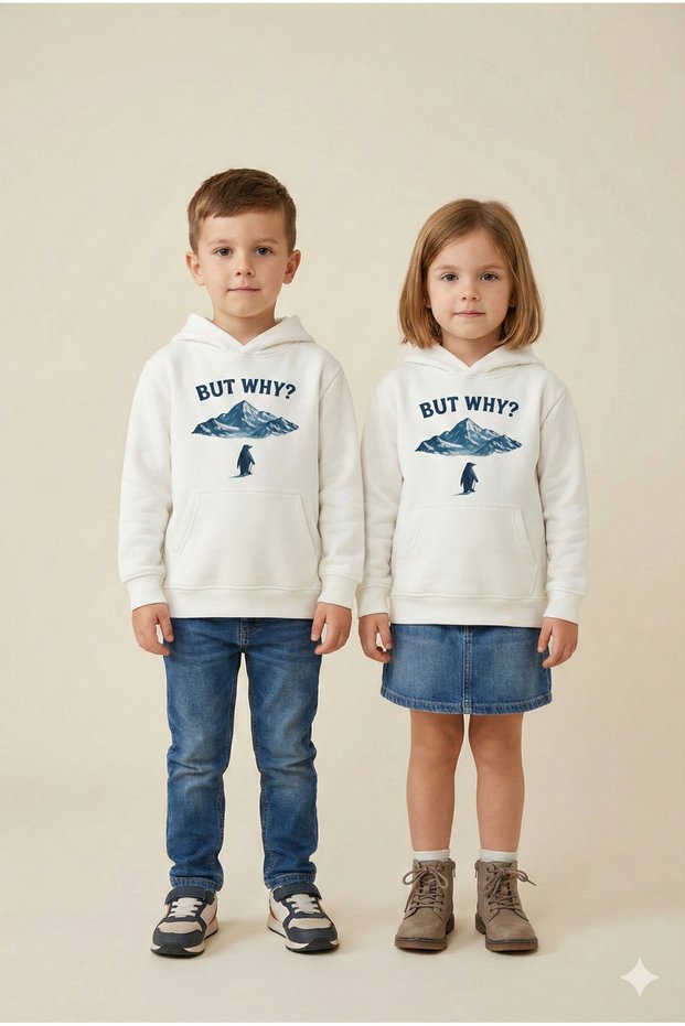 Emperor Penguin but Why Printed Girls/Boys Casual Sweatshirt