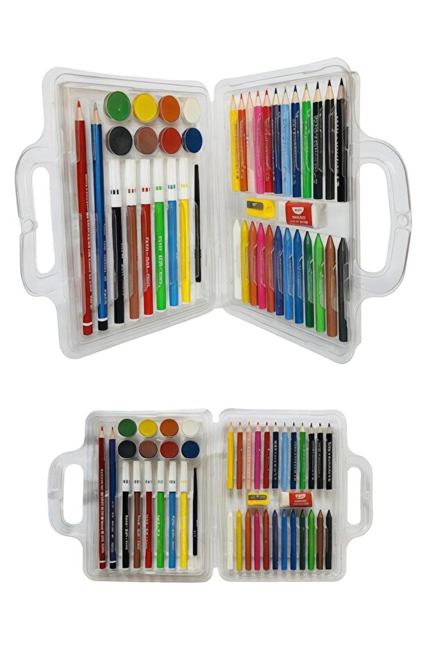 42 Parça Şeffaf Çantalı Boyama Seti - 1