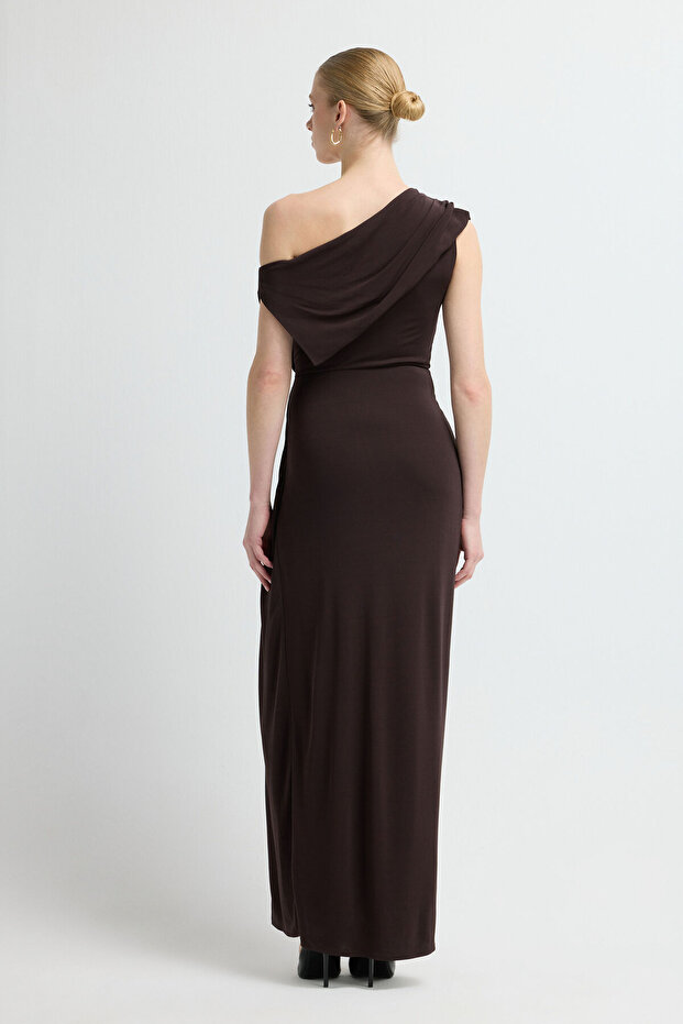 Yırtmaç Detaylı Örme Elbise - 5