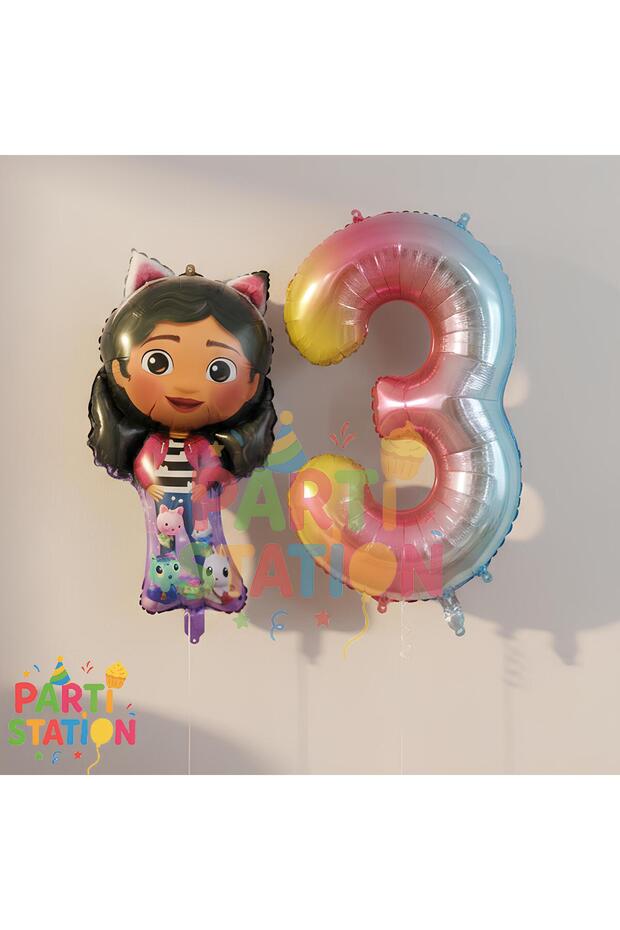 Gabby Dollhouse Concept 3Rd Birthday Balloon Set