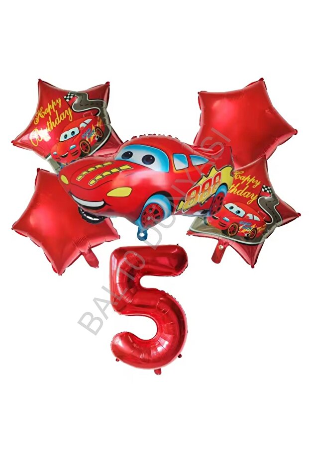Best Red Number Car Star Foil Balloon Set Age-5