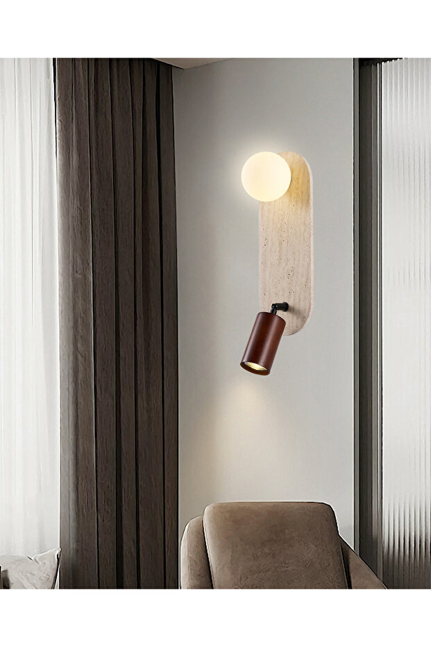 Drew Cylinder Travertine Marble Patterned Spot Light Fixture