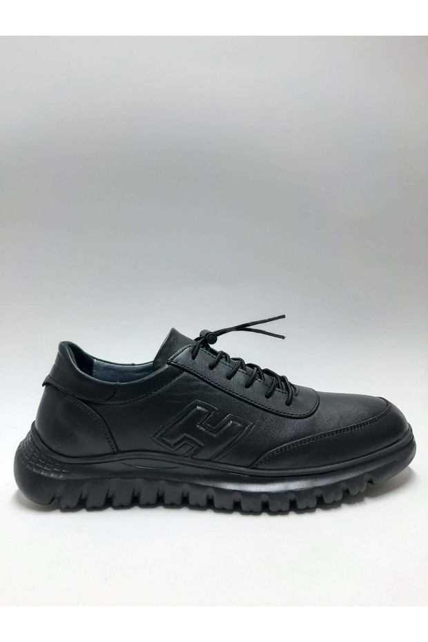 Genuine Leather Smart Lace-Up Black Lightweight Eva Sole Men's Shoes