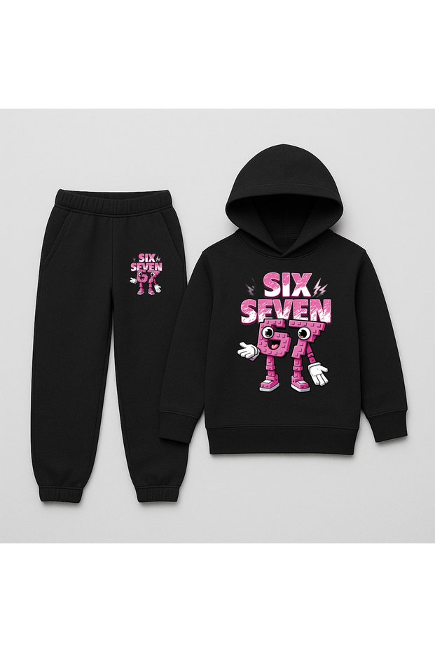 SIX SEVEN Printed Children's Tracksuit Set, 67 Designed Hoodie 2-Piece Set