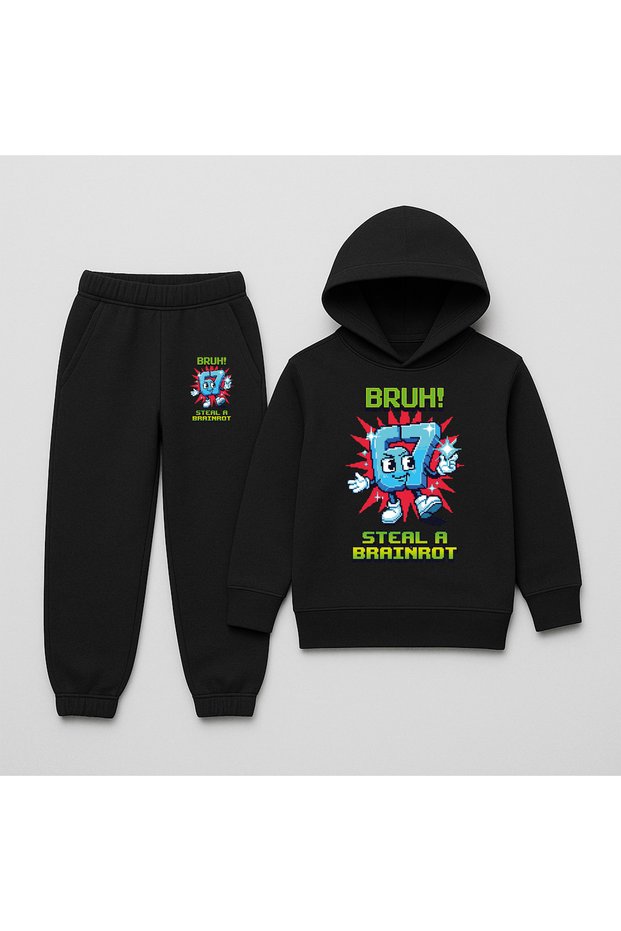 SIX SEVEN Printed Children's Tracksuit Set, 67 Designed Hoodie 2-Piece Set