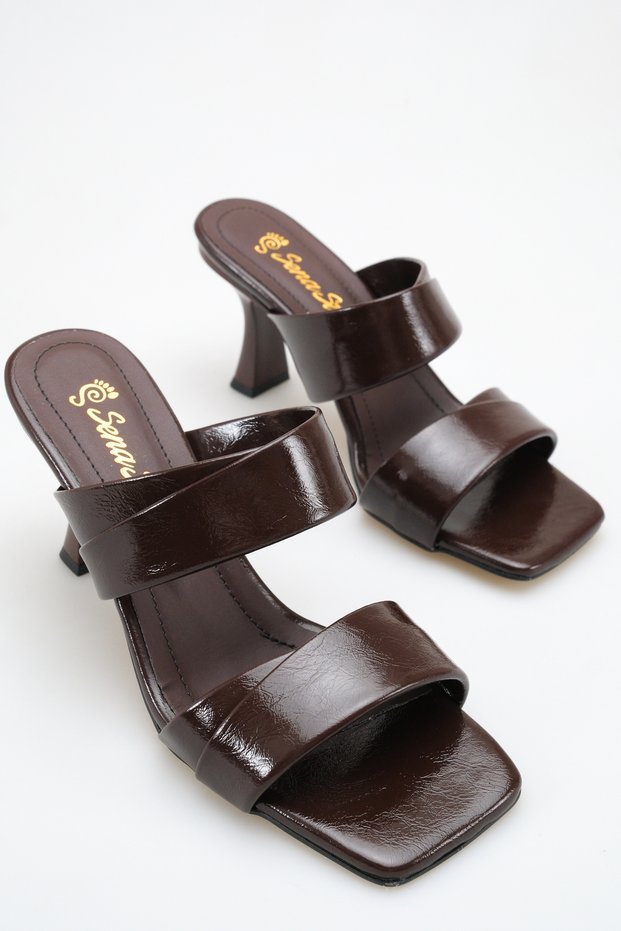 Women's Patent Leather Zenne Slippers Heeled Shoes