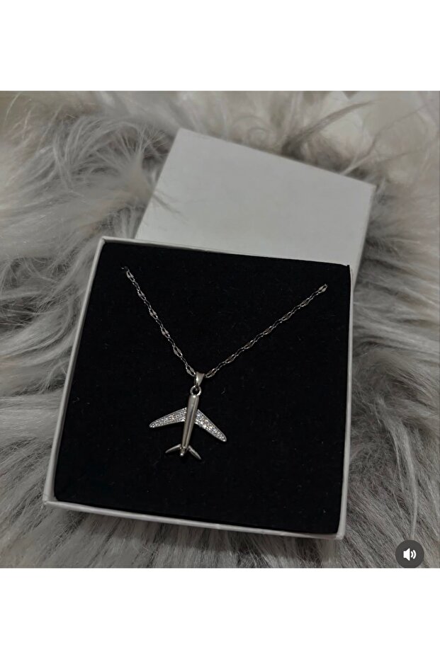 Çelik uçak sembolü kolye - 1