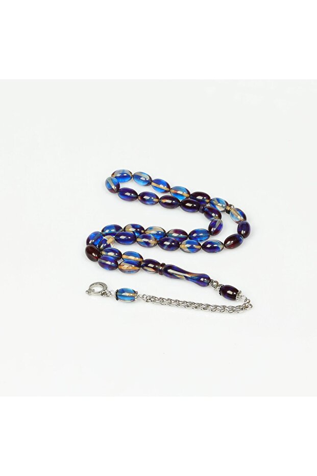 Gece Seması Steel Tassel Clasp Amber Prayer Beads (7*11 mm)
