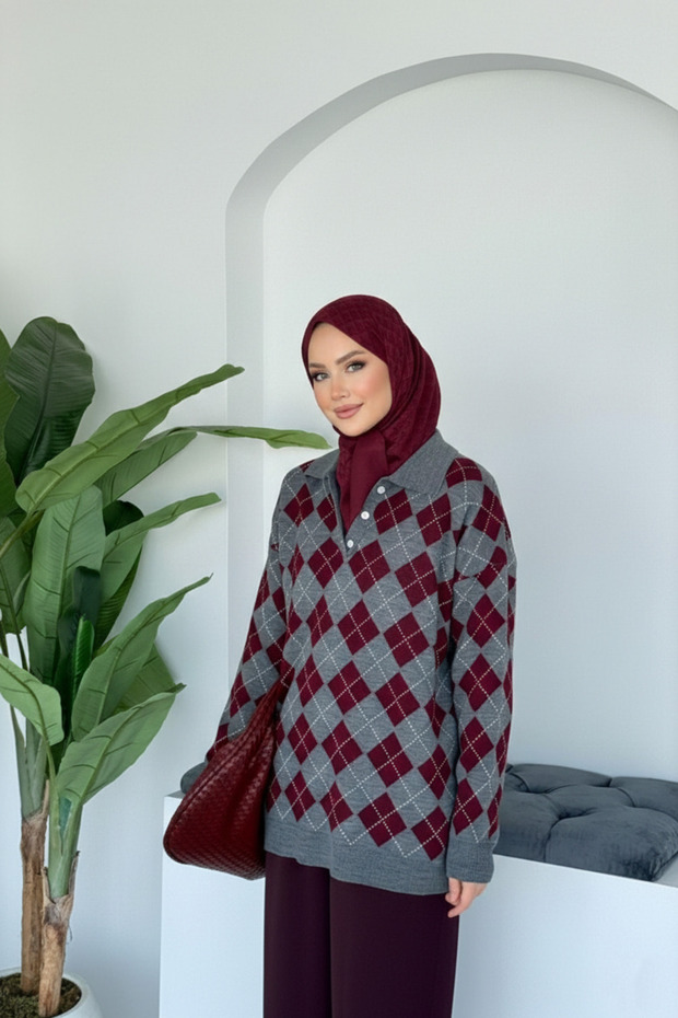 سترة بنمط كوكينا مربع الشكل ونقشة البقلاوة - 1