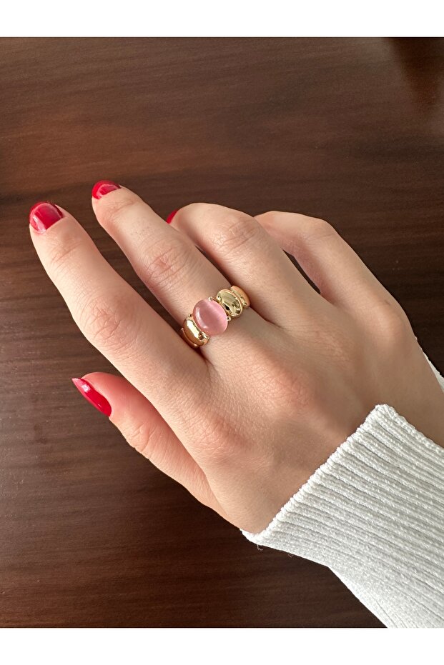 خاتم من الحجر الوردي المزخرف - 3