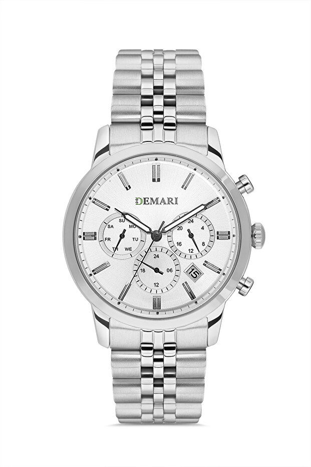 Men's Wristwatch Quartz Movement – Silver & Gold Steel Band, White Dial Dm-00111G-A1