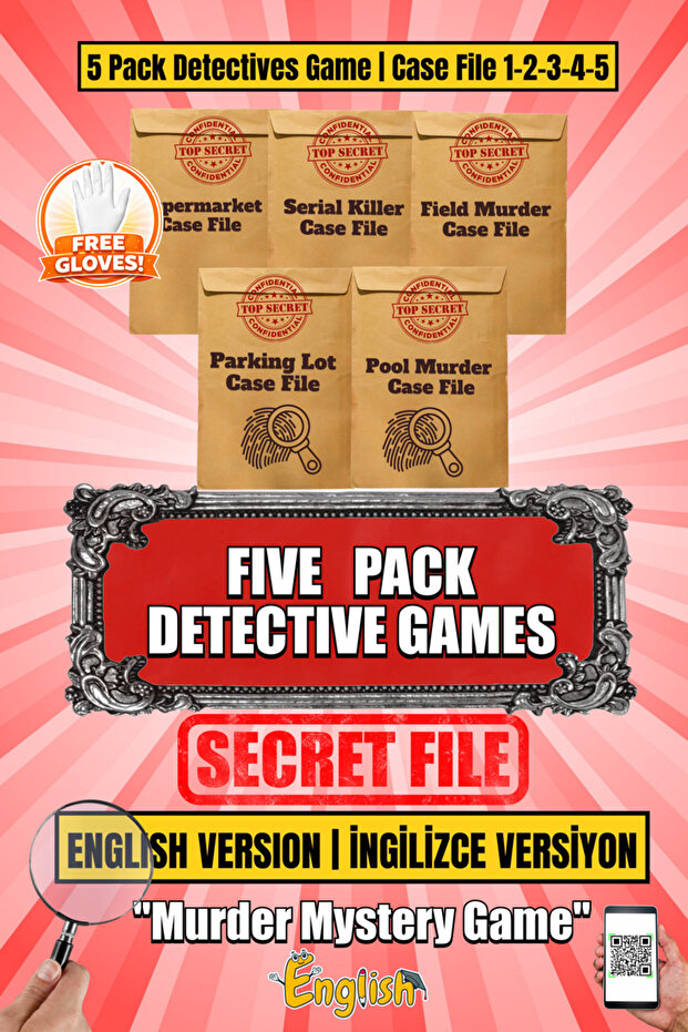 Five Pack Detective Games English Murder Mystery | 5-Piece English Detective Game Case Set
