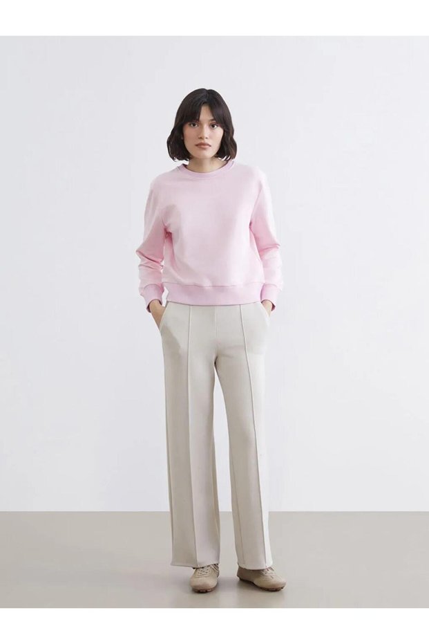 Gray Elastic Waist Wide Leg Women's Sweatpants (S6)
