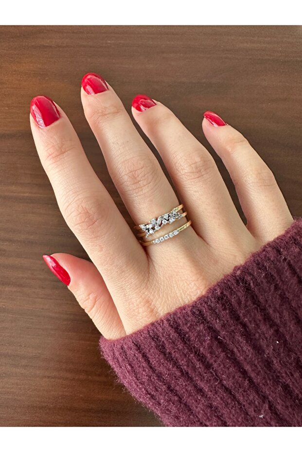 Double Color Tiny Stone Ring - 3