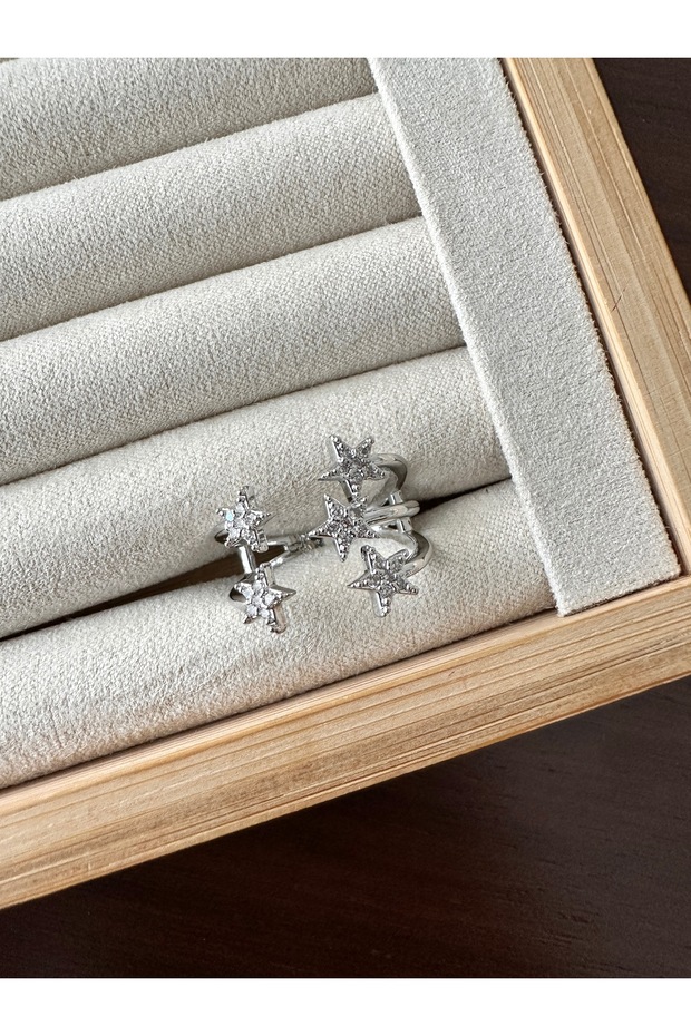 خاتم نجمة خماسية فضي اللون - 2