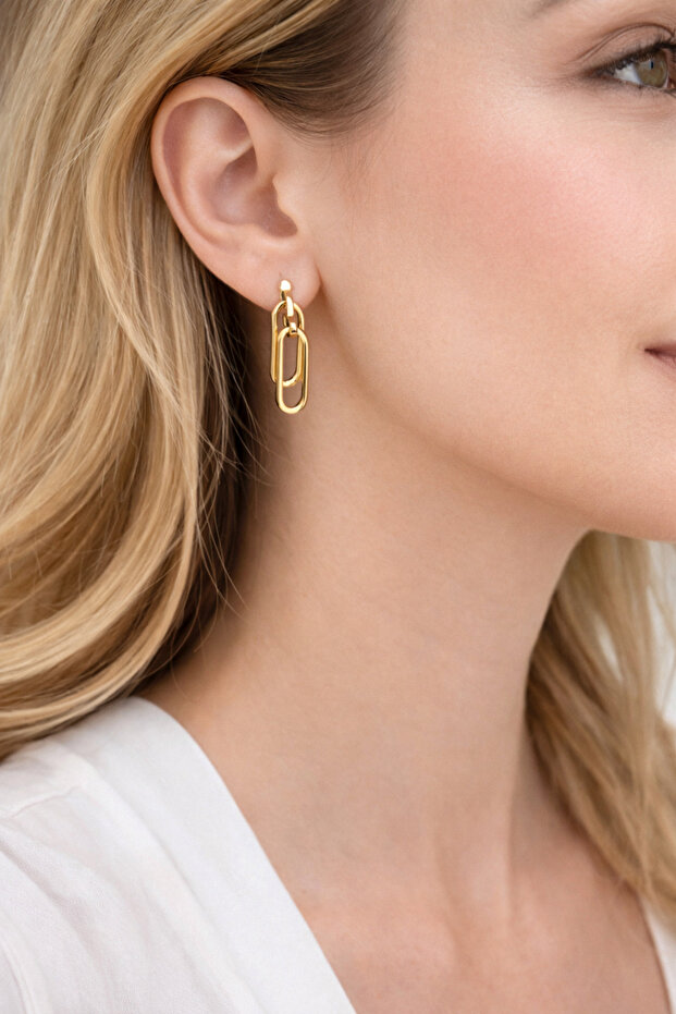 Oval Ataç Model Çelik Küpe - 2