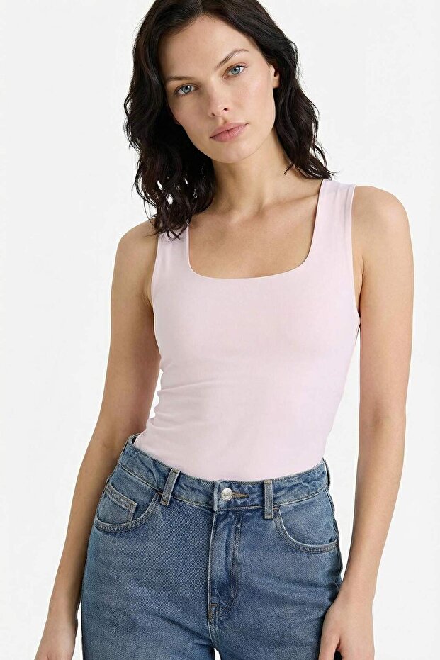 Slım Fıt Basıc Kare Yaka Atlet C2622AX26SP - 3