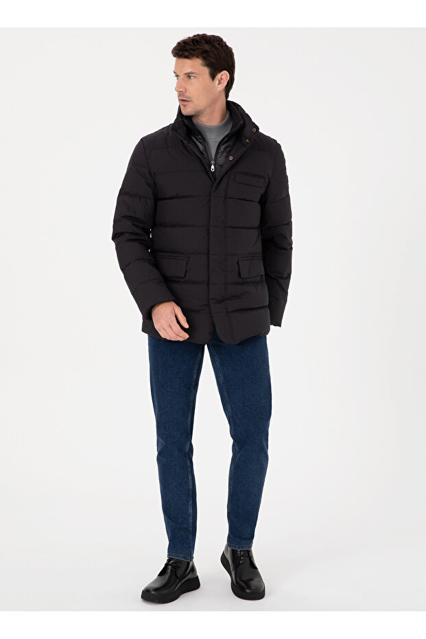 Siyah Erkek Basic Kapitone Mont WILFRED - 4