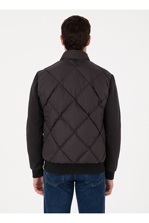 Siyah Erkek Basic Kapitone Mont ROBBY - 5