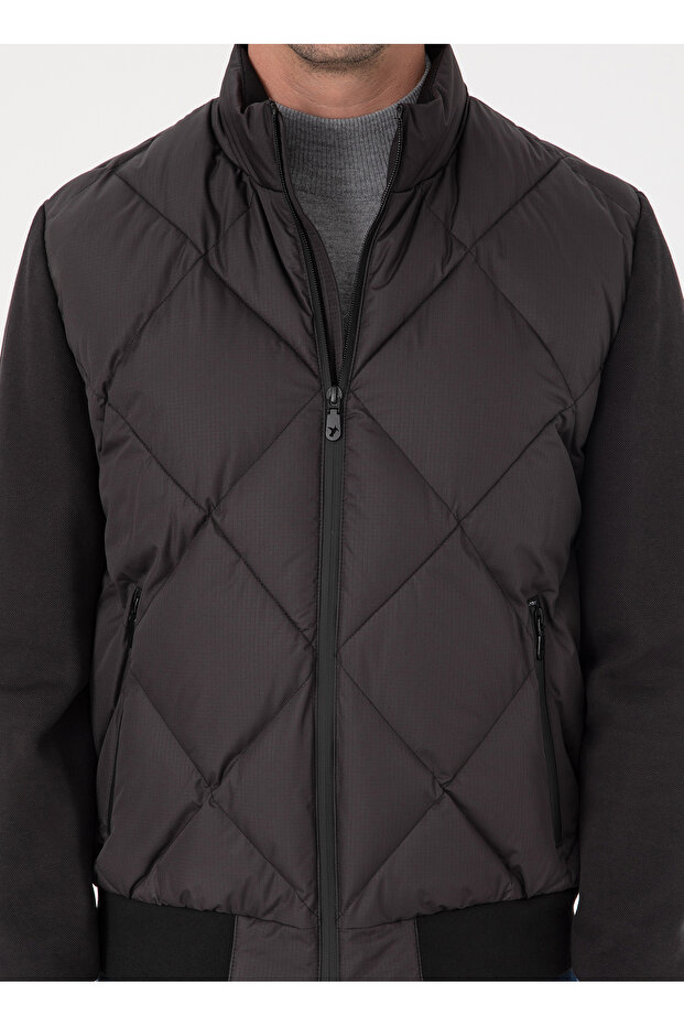 Siyah Erkek Basic Kapitone Mont ROBBY - 6