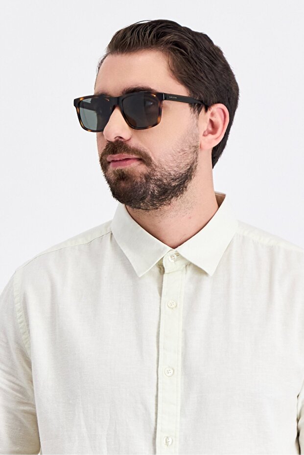 Men L6025S Square Sunglasses, Havana Brown - 2