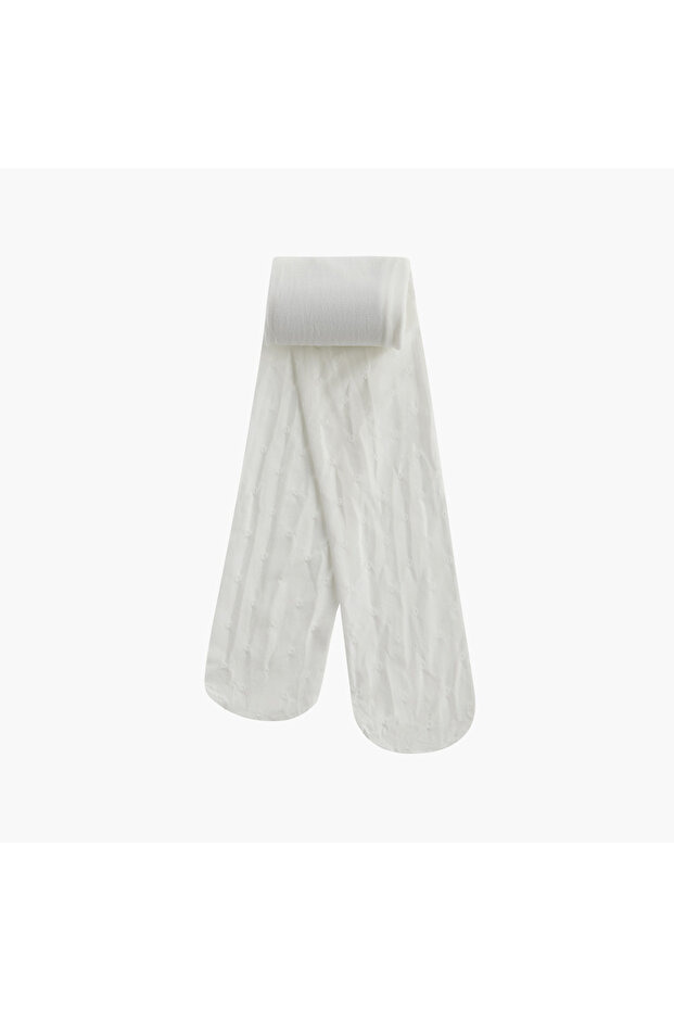 Solid Jacquard Tights with Elasticated Waistband - 1