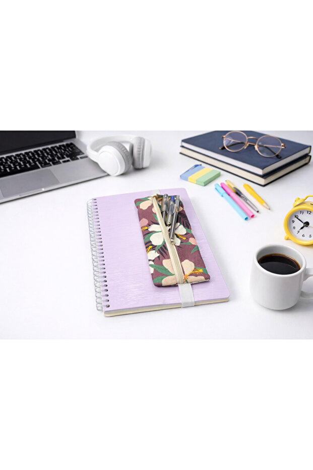 Digital Printing Floral Pattern Notebook Pen Holder – Elasticated - 1