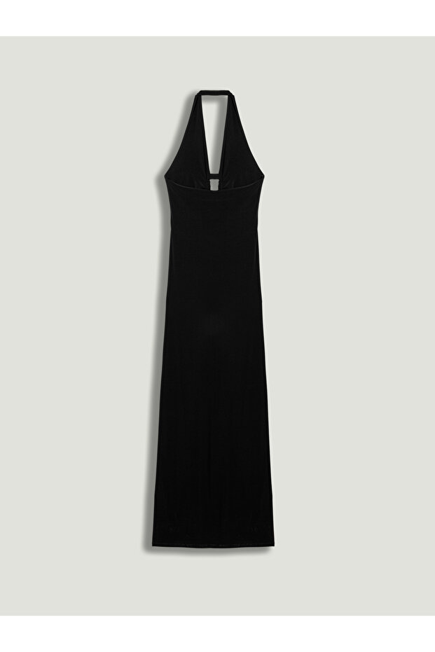 Drape ve Aksesuarlı Maxi Elbise - 7