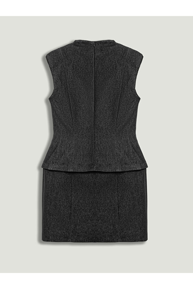 Vatkalı Mini Elbise - 6